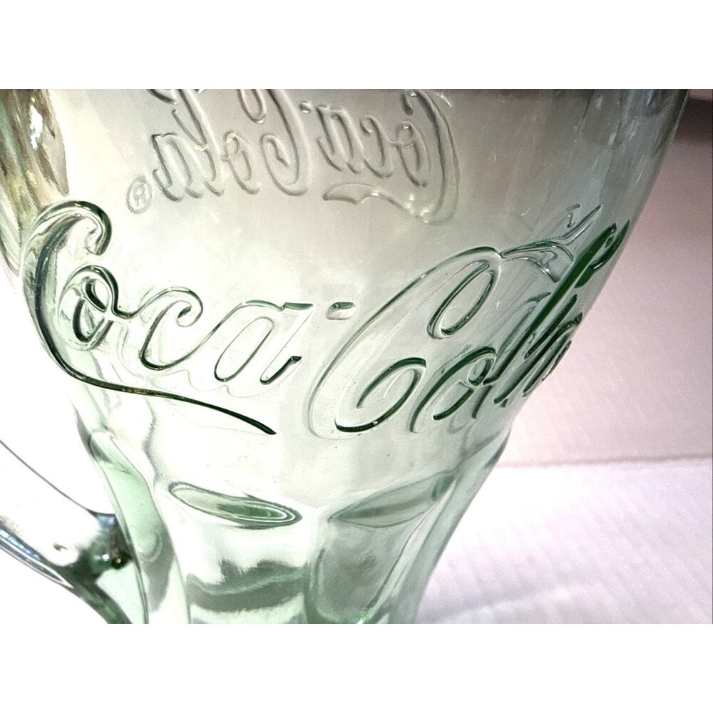 Vintage Rare Libbey Coca Cola Coke Glass Mug with Handle Thick Green Heavy Glass - Picture 11 of 12